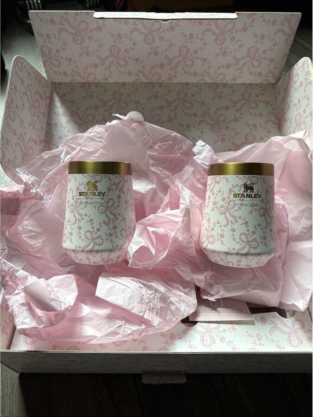 NEW Stanley 1913 x LoveShackFancy The Reserve Wine Tumbler gift Set 2 cups 🩷 🍷